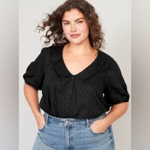 Puff-Sleeve Clip-Dot Peter Pan Collar Shirt | Old Navy